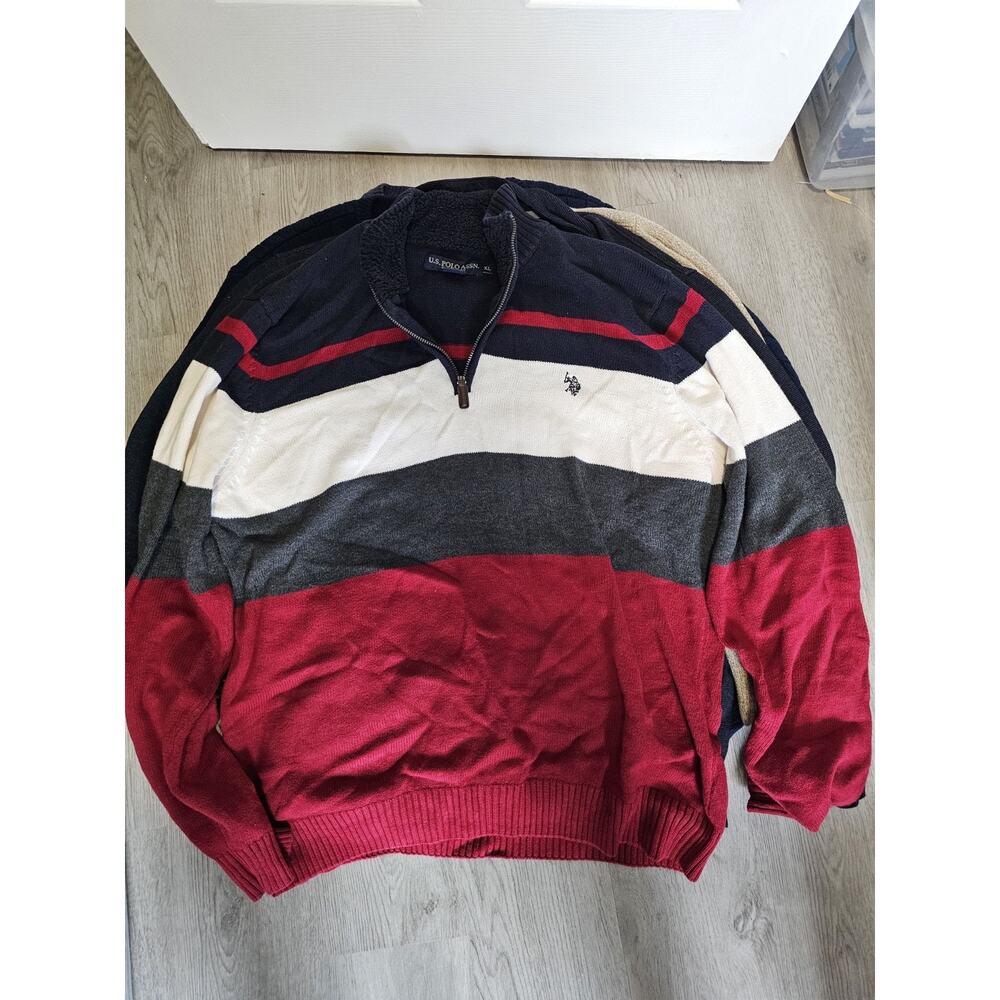 Lot of 5 L/XL 1/4-Zip Sweatshirt Mens Long Sleeve Pullover Multiple Brands